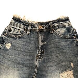 Kancan Hi-rise (10.5”) Distressed Frayed Waist Blue Jeans Size 5 Style KC9198M.